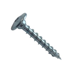 Vrut pro tesařské kování, talířová hlava s osazením, torx 40, celý závit, ocel, zinek bílý, 8.0x50 mm