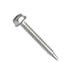 Din 7504-k šroub samovrtný, šestihranná hlava s límcem, ocel, zinek bílý, 4.2x45