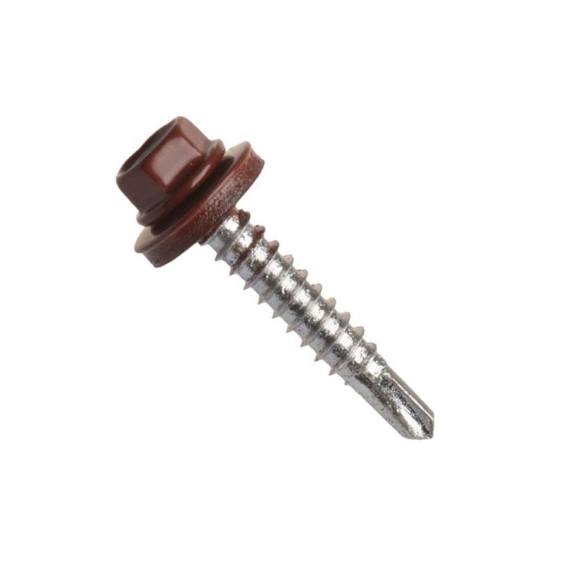 Šroub samovrtný (tex) se šestihrannou hlavou a epdm podložkou "farmář" pro ocelové konstrukce (d7504k), zinek bílý, 5.5x32 mm, (