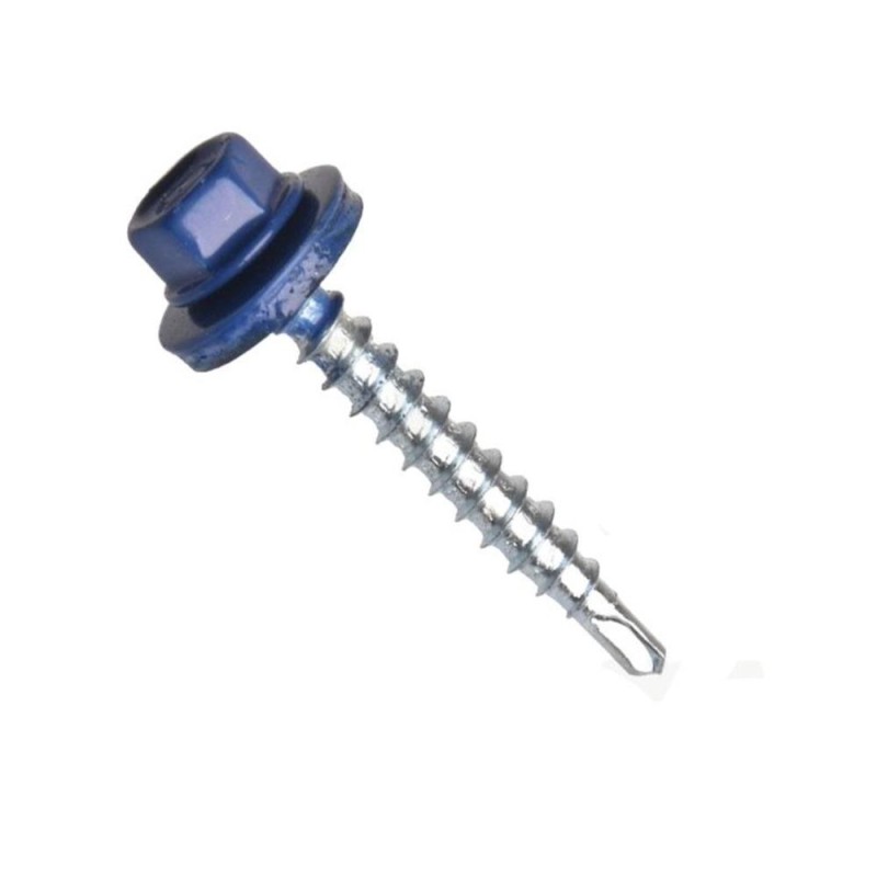 Šroub pro krytinu samovrtný se šestihrannou hlavou a epdm podložkou "farmář" pro dřevěné konstrukce, zinek bílý, 4.8x70 mm, (ral