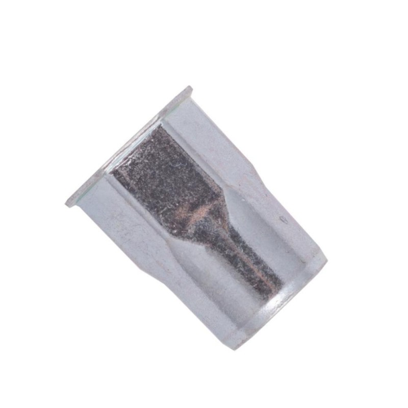 Matice nýtovací, redukovaná zapuštěná hlava, částečně šestihranná, hladká, otevřená, nerez a2, m10 / 1.0-3.5 mm