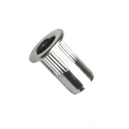Matice nýtovací, plochá hlava, rýhovaná, uzavřená, ocel, zinek bílý, m8 / 3.0-6.0 mm